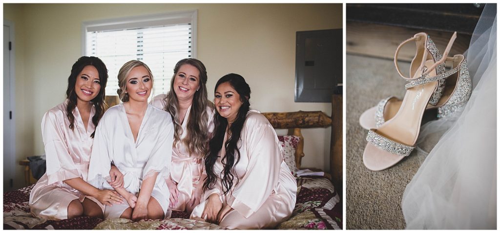 bridesmaid photo in robes getting ready for this virginia wedding