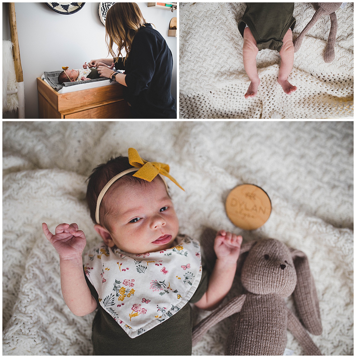Newborn baby girl with bunny, Abingdon Virginia family photographer