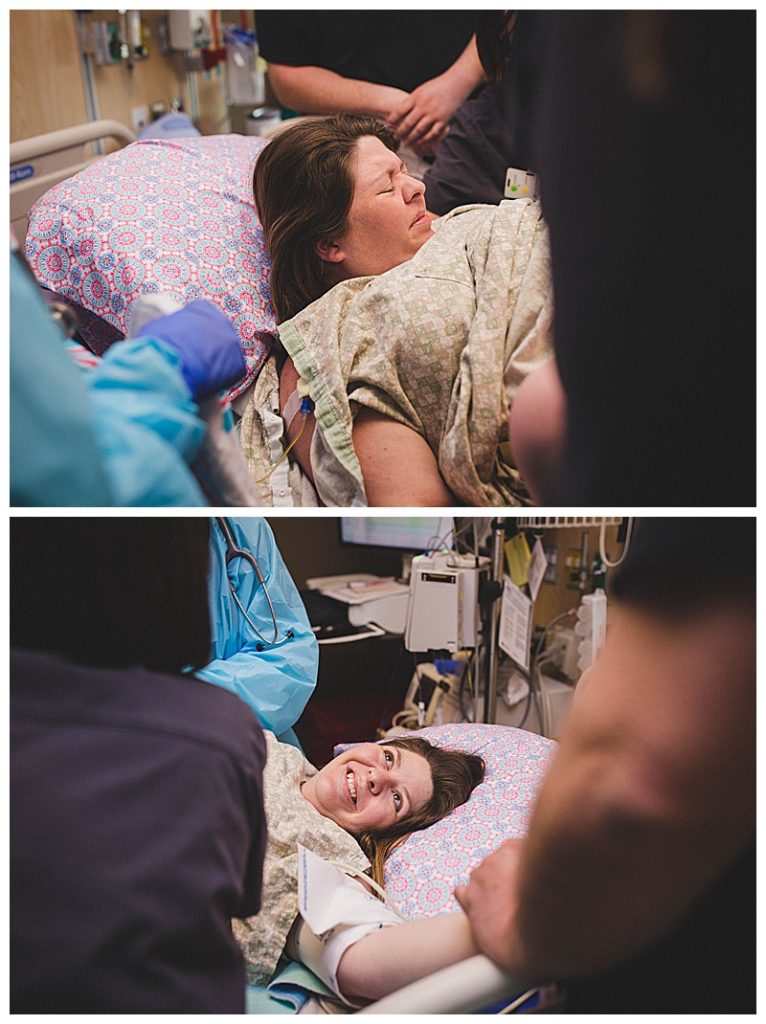 Southwest Virginia Birth Photographer capturing a hospital birth and newborn