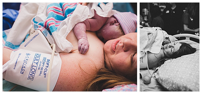 Southwest Virginia Birth Photographer capturing a hospital birth and newborn just being born