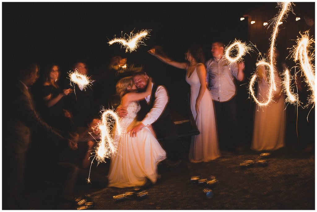 sparkler send off photo in virginia wedding