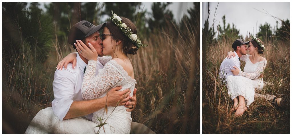 bride and groom portraits in a field at a south carolina wedding venue